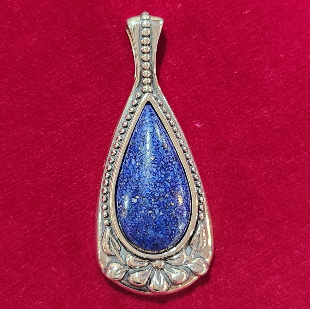 Sterling Silver Teardrop Pendant with Lapis Lazuli